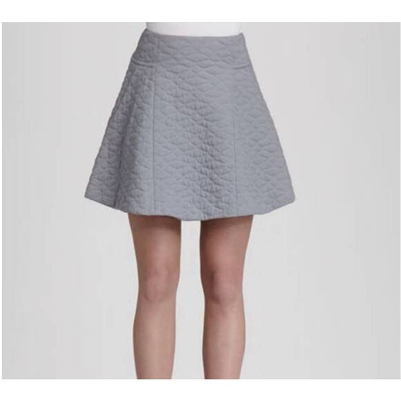 Thyskens Theory‎ Seedo Quilted Skirt A-line Ice Gray Blue Preppy Minimal Women 6 - Picture 1 of 13